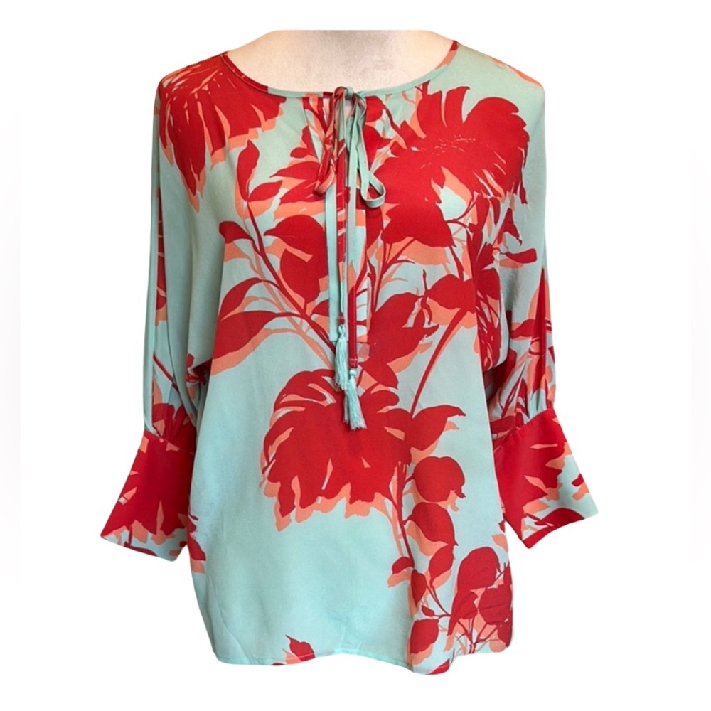 Tyler Boe Coral Tie Front Relaxed Blouse